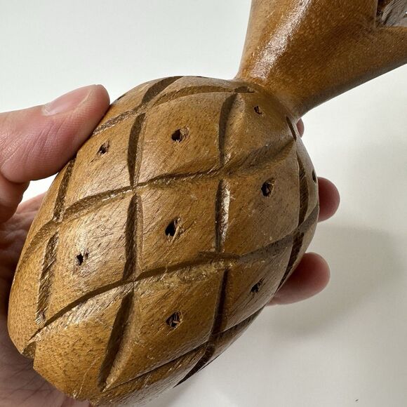 MCM 2 Hand Carved Pineapple Toothpick Holders Appetizer Cheese Kitchen 6" 8" Vtg - Picture 16 of 16